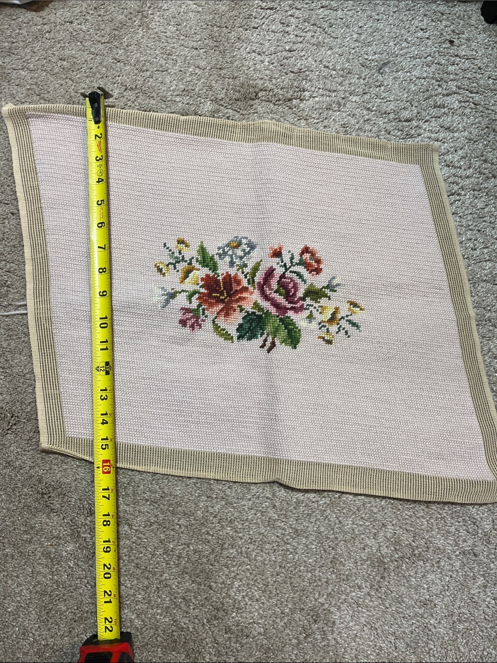 Wool Handmade Floral Needlepoint